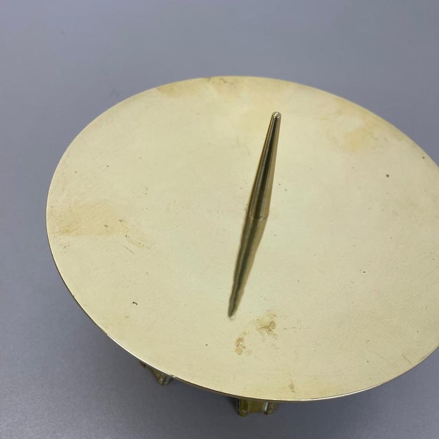 Modernist Brutalist Sculptural Brass Candleholder in the style of Auböck, Austria, 1950s For Sale - Image 11 of 18