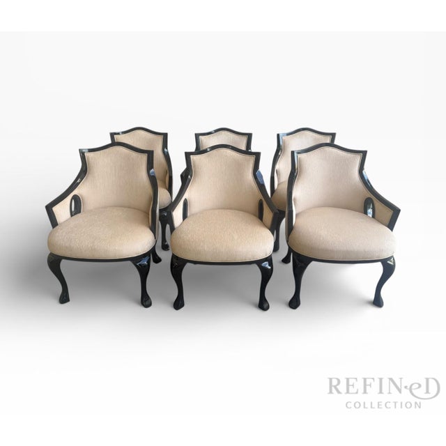 Late 20th Century Set of Six Ebonized Dining Armchairs, Attributed to Ralph Lauren Collection for Henredon For Sale - Image 5 of 14