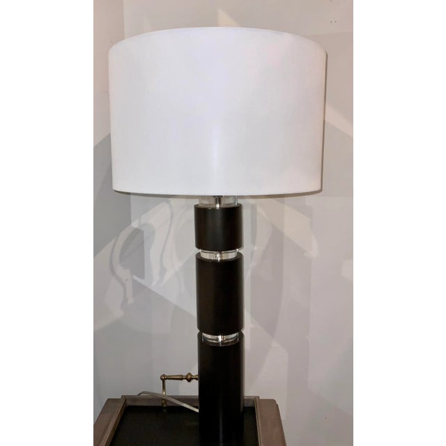 Modern Dark Bronze Finished Metal Cylinder Table Lamp For Sale In Atlanta - Image 6 of 6