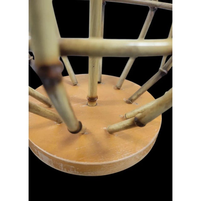 A beautiful and very unusual metal faux bamboo table lamp. The lamp features an very unique cage like design with faux...