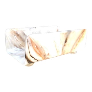 80s Oxford Swirled Faux-Marble Bathroom Towel Tray For Sale