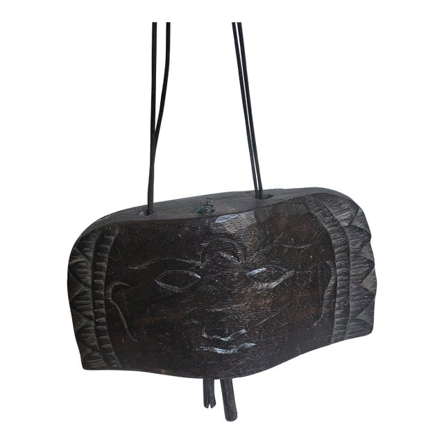 1990s Artisan Carved Cherry Wood Wind Chime For Sale