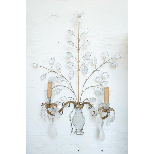 Illuminate your space with our exquisite pair of Maison Bagues style rock crystal sconces. These stunning light fixtures...