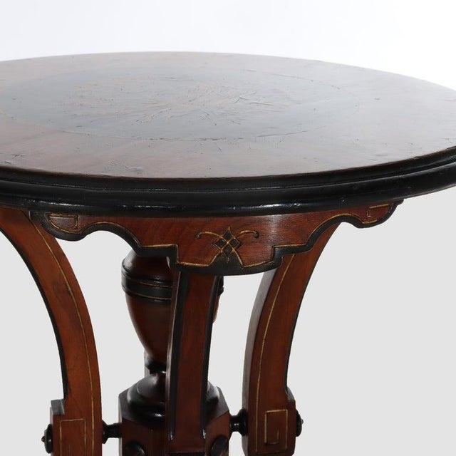 Pair Antique Renaissance Revival Ebonized & Inlaid Walnut & Burl Stands C1890 For Sale - Image 13 of 14