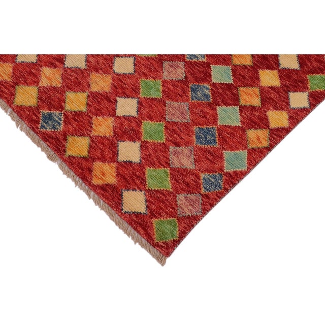 Modern Balochi Red/Blue Wool Rug - 3'3''x5'0'' For Sale - Image 4 of 11