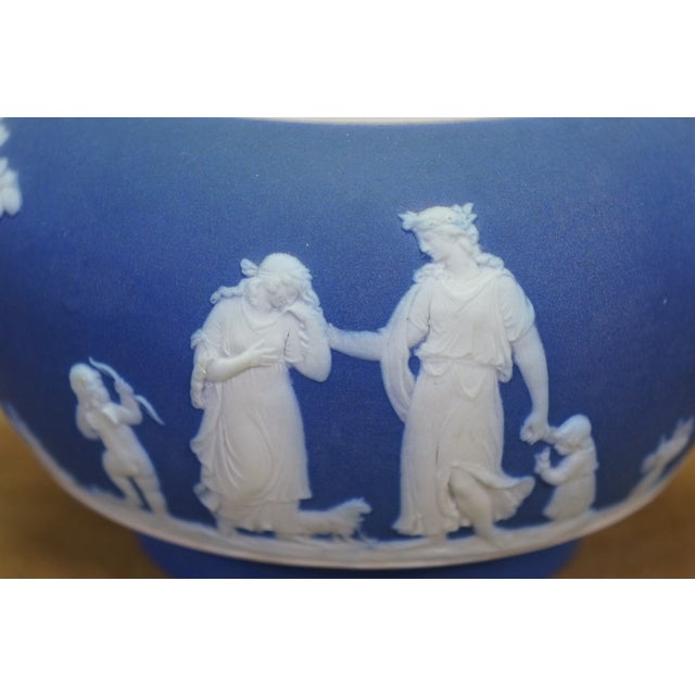 Blue Vintage Wedgwood Blue Jasperware Candlesticks Creamer Sugar Teapot Bowl Compote - Set of 6 For Sale - Image 8 of 16