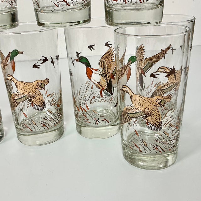 Brown Mid-Century Rustic Americana Libbey Mallard Duck Tumblers - Set of 8, Thanksgiving. For Sale - Image 8 of 12