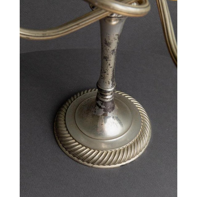 Metal Large Vintage Curved Silver-Plated 5-Arm Candleholders, 1950s, Set of 2 For Sale - Image 7 of 11