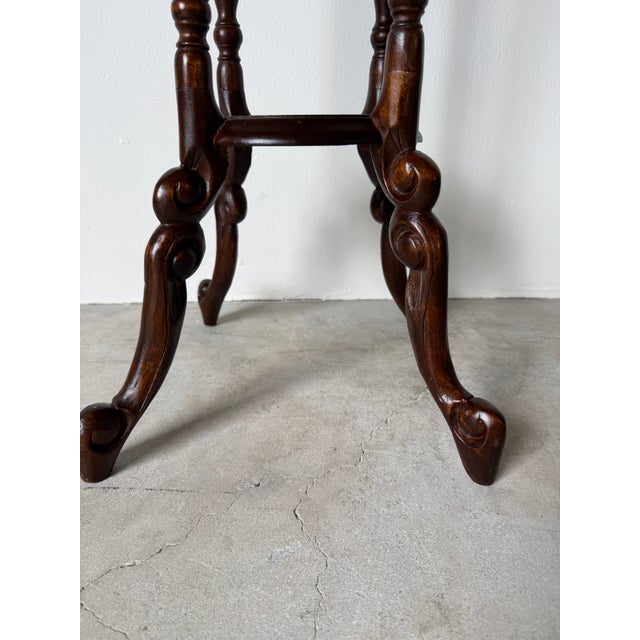 Mid-Century Modern Vintage Victorian Style Carved Mahogany or Walnut Barley Twist Plant Pedestal Stand / Display Column For Sale - Image 3 of 12