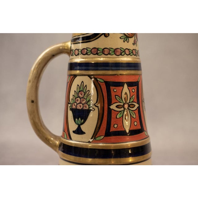 Polychrome and Gilt Glazed Earthenware Ewer, 1890s For Sale - Image 9 of 12