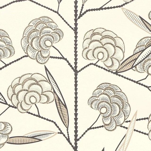 Schumacher x Neisha Crosland Jacob's Tree Wallpaper in Black & Cream For Sale
