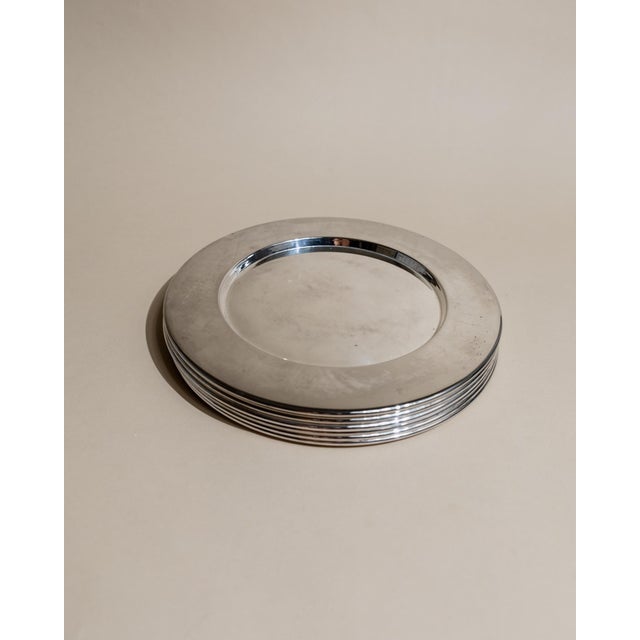 Large Vintage Silver-Plated Underplates or Plates, Italy, 1970s, Set of 6 For Sale - Image 3 of 11