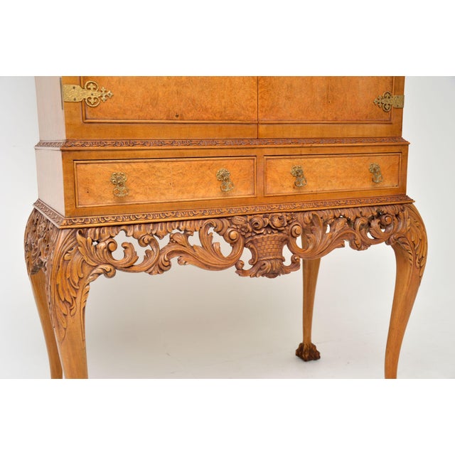 Vintage Cocktail Drinks Cabinet in Burr Walnut, 1930s For Sale - Image 10 of 13