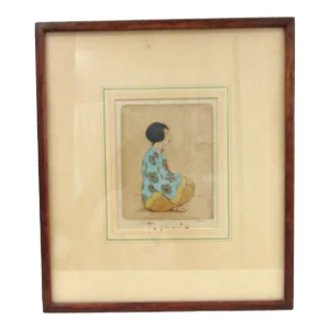 Dorsey Potter Tyson American 1891-1969 Color Etching Chinese Girl Pencil Signed, Framed