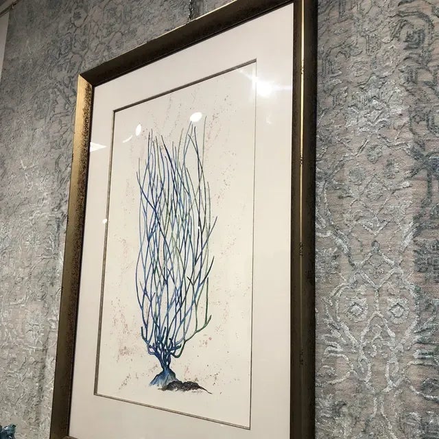 1990s Abstract Blue Coral Reef Print, Framed For Sale - Image 9 of 10