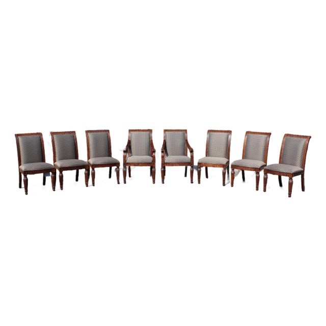 Century Furniture Mahogany Dining Room Chairs With Beacon Hill Upholstery—Set of 8 For Sale
