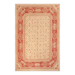 Bohemien Ziegler Beige Red Hand-Knotted Wool Rug - 8'2'' X 9'5''