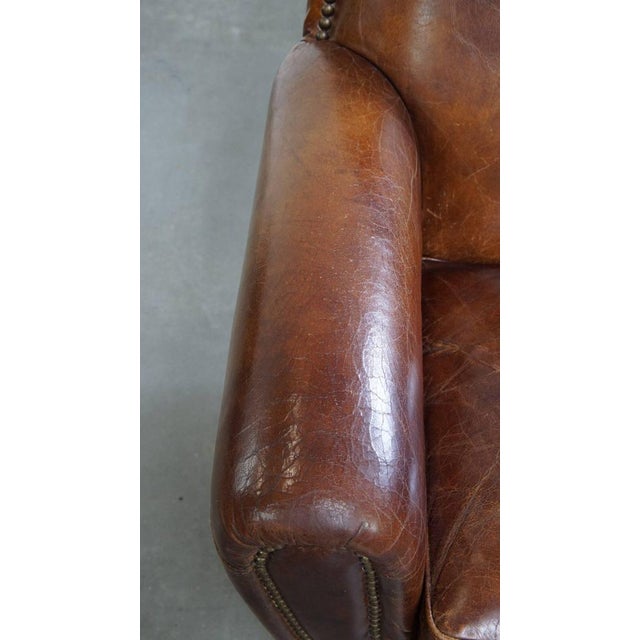 Animal Skin Round Cowhide Armchair with Decorative Nails For Sale - Image 7 of 14