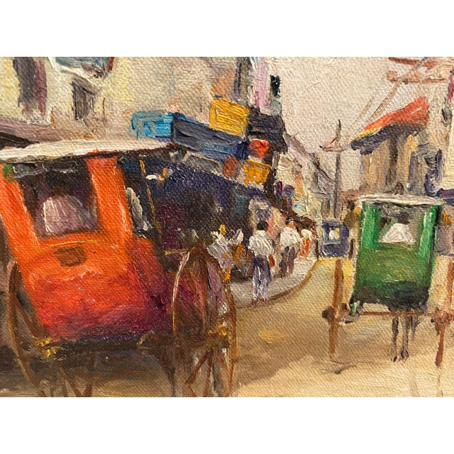 Early 20th Century Elias Laxa Well-Listed Philippine Artist Rare 1964 Street Scene Painting For Sale - Image 5 of 11