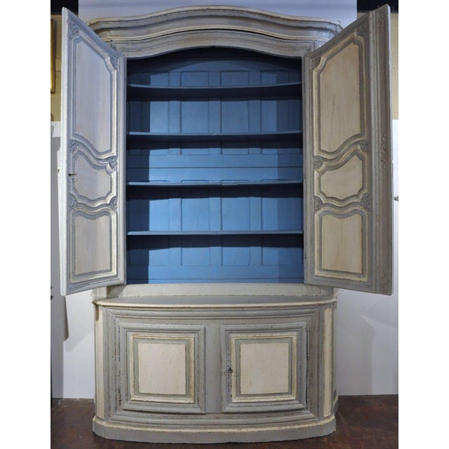 French French Regence Bombe Painted "Buffet Deux Corps" For Sale - Image 3 of 10