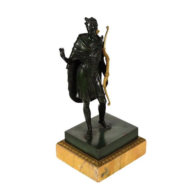 Antique Patinated Green Bronze Sculpture of Diana For Sale