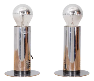 Vintage Table Lamps in Chrome Steel from Targetti, 1970s, Set of 2