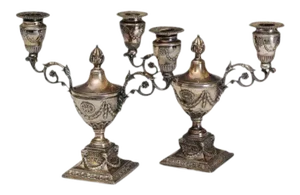 19th Century Sheffield Silver Plate Urn Form Candelabras - A Pair