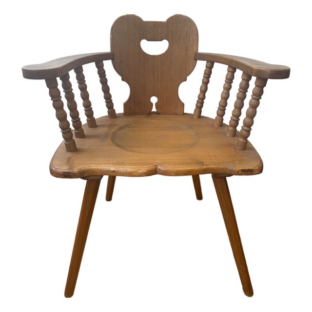 Mid 19th Century Swiss Pine Farm House Armchair For Sale