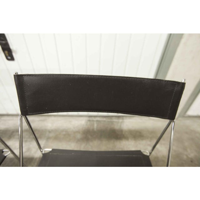 Minimalist Leather Chairs X Line attributed to Niels Jorgen Haugesen for Hybodan, 1970s, Set of 3 For Sale - Image 17 of 18