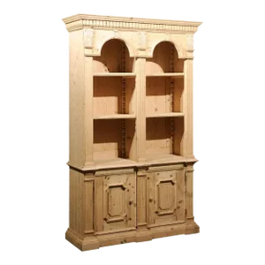 Italian Neoclassical Style Carved Pine Bookcase with Arched Motifs and Capitals