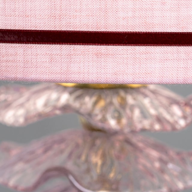 Pink Wavy Disc Table Lamps, 1980s, Set of 2 For Sale - Image 4 of 6