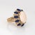 1960s Angel Skin Coral Lapis Lazuli Ring Vintage 14k Gold Cocktail Jewelry, Size 7.75 For Sale - Image 4 of 7