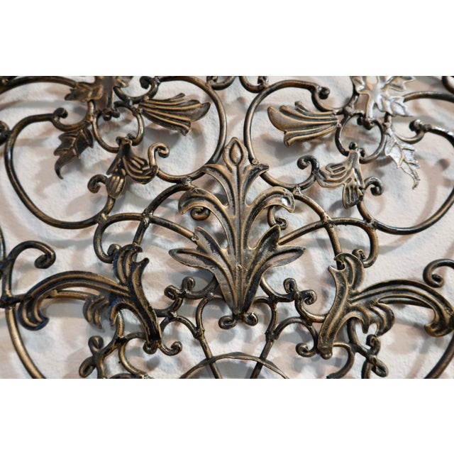 Wrought Iron Architectural Wall Grille, Demilune Overthrow, Rococo Revival Style For Sale - Image 4 of 6