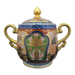 Japanese Arita Ware Imari Kisen Kiln Vivid Gokunishiki Porcelain Sugar Bowl