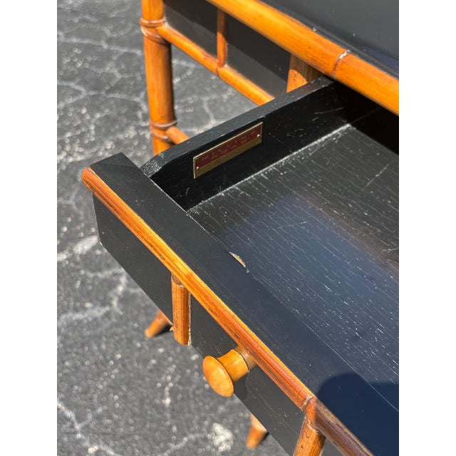 Black Vintage Coastal Bamboo and Black Lacquer Desk by Milling Road for Baker For Sale - Image 8 of 10