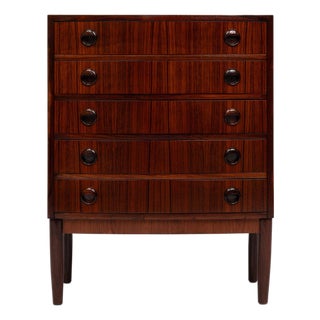 Vintage Danish Mid Century Rosewood 5 Drawer Chest 1960s Kai Kristiansen For Sale
