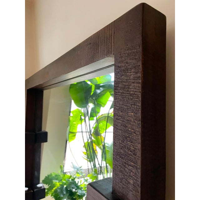 Wood Stilt Dark Brown Mango Wood Floor Mirror For Sale - Image 7 of 8