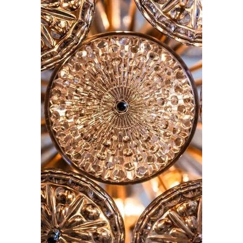 Chrome and Crystal Glass Flower-Bucket Starburst Ballroom Pendant Light, Germany, 1960s For Sale - Image 8 of 11