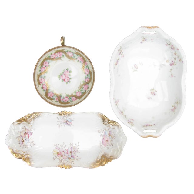 White Antique Haviland & Continental Limoges Porcelain Serving Pieces, Set of 3 For Sale - Image 8 of 8