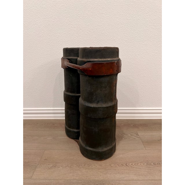 English Antique English 19th Century Armorial Leather Fire Buckets, Pair For Sale - Image 3 of 6