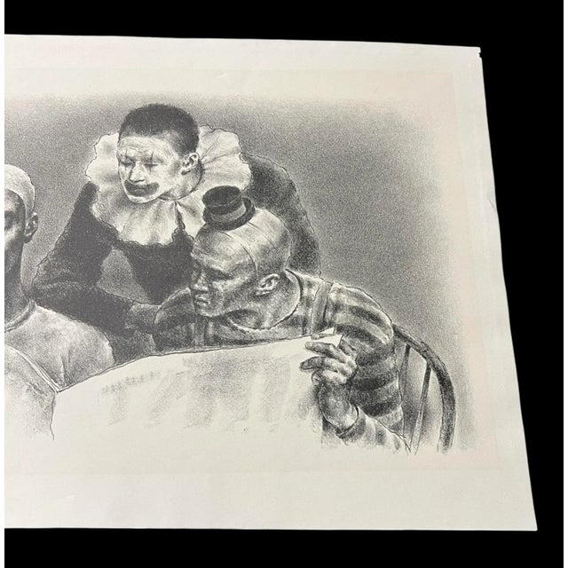 1940s Joseph Hirsch (1910–1981) Clowns and the News 1942 Pencil Signed Lithograph Print For Sale - Image 5 of 5
