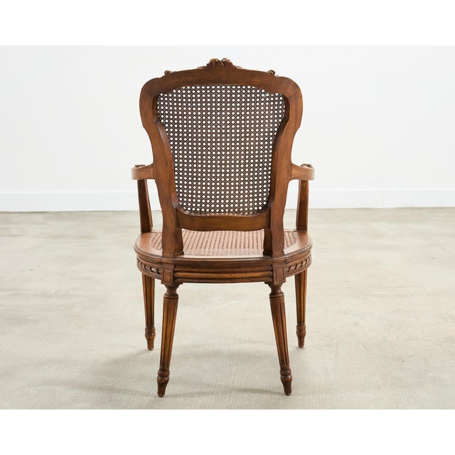 French Louis XVI Style Carved Walnut Cane Fauteuil Armchair For Sale - Image 18 of 18