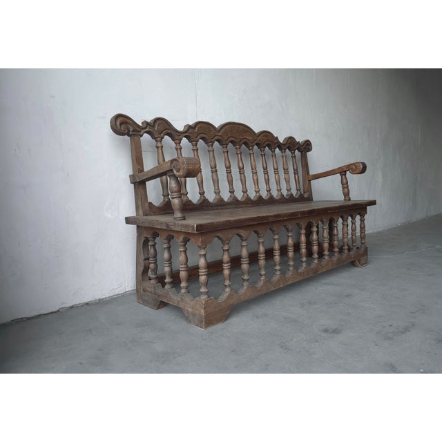 Antique Architectural Spanish Mediterranean Style Bench For Sale - Image 4 of 8