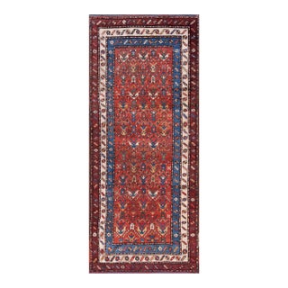 1900s Salmon Geometric Tribal Antique Caucasian Moghan Carpet 4' 0'' X9' 0'' Knotted Wool Rug Runner For Sale