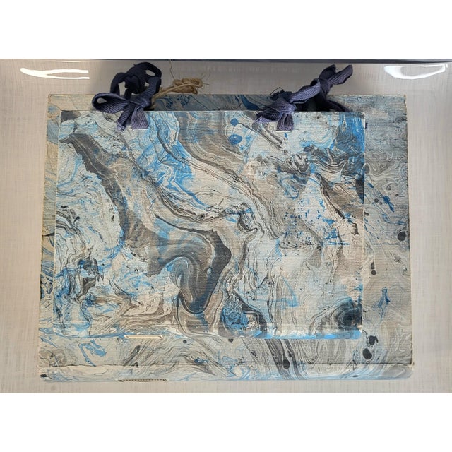 Paper Late 20th Century Hand Painted Marble Decorative Book Boxes - A Pair For Sale - Image 7 of 12