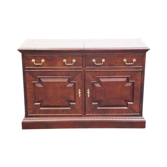 Traditional Century Furniture Solid Mahogany Traditional Style 72" Flip Top Server Buffet For Sale - Image 3 of 15