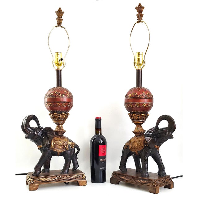 Baker Furniture Company Lamps Elephants Pair For Sale - Image 4 of 12