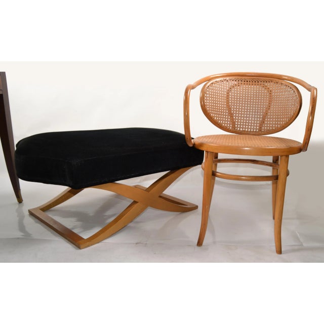 1990 Donghia Versailles Black Mohair Blonde Wood Stool Bench Ottoman John Hutton For Sale - Image 12 of 12