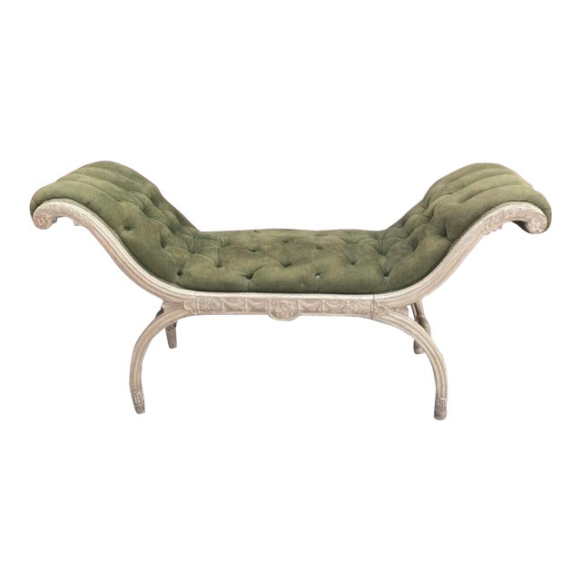 Vintage French Style Decorative Carved Boudoir Window Bench, Mid 20th Century For Sale