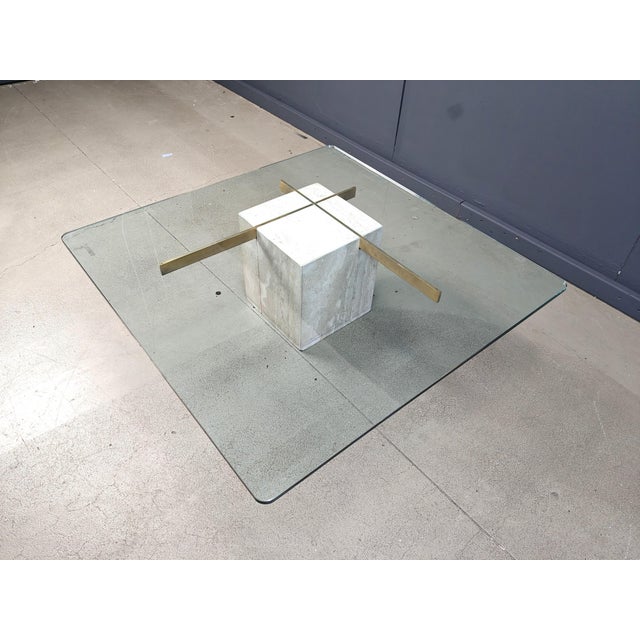 1980s Travertine and Brass Coffee Table from Artedi, 1980s For Sale - Image 5 of 14